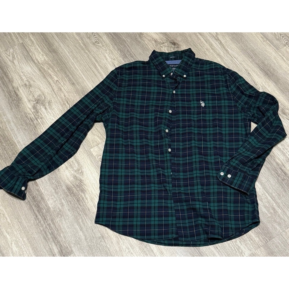 U.S. Polo Assn. Men's Long Sleeve Woven flannel Shirt‎ Large